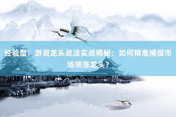 经验型：游资龙头战法实战揭秘：如何精准捕捉市场领涨龙头？