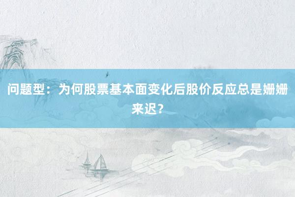 问题型：为何股票基本面变化后股价反应总是姗姗来迟？