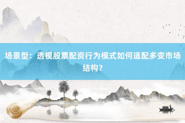 场景型：透视股票配资行为模式如何适配多变市场结构？