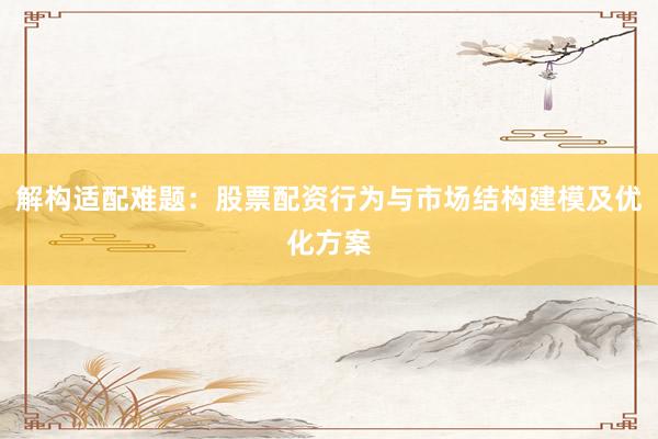 解构适配难题：股票配资行为与市场结构建模及优化方案
