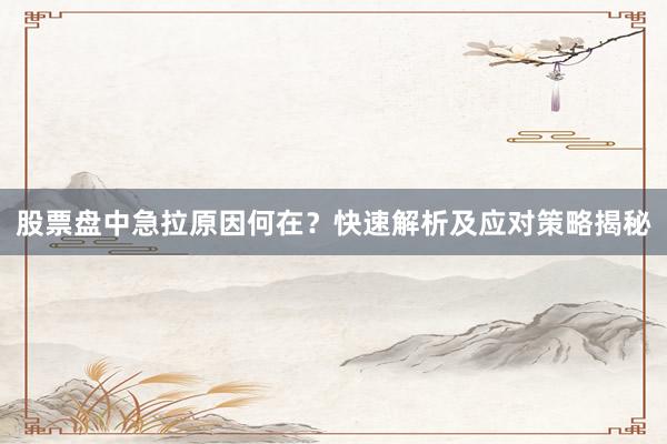 股票盘中急拉原因何在？快速解析及应对策略揭秘