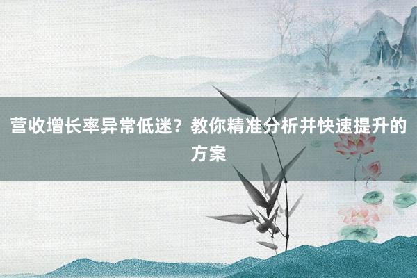 营收增长率异常低迷？教你精准分析并快速提升的方案