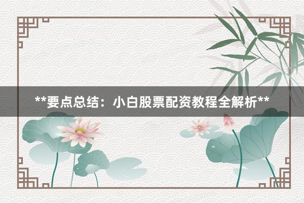 **要点总结：小白股票配资教程全解析**