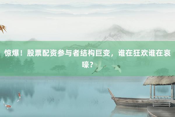 惊爆！股票配资参与者结构巨变，谁在狂欢谁在哀嚎？