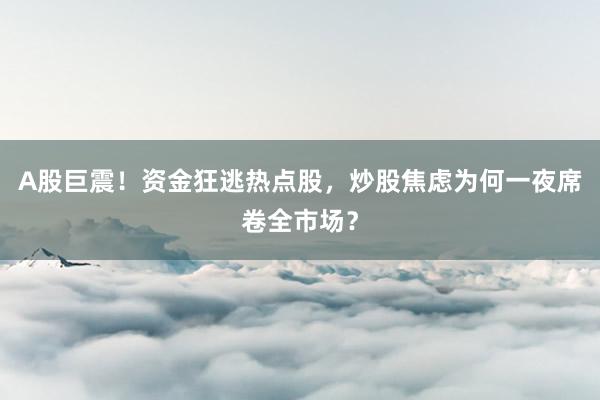 A股巨震！资金狂逃热点股，炒股焦虑为何一夜席卷全市场？