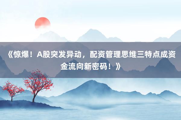 《惊爆！A股突发异动，配资管理思维三特点成资金流向新密码！》