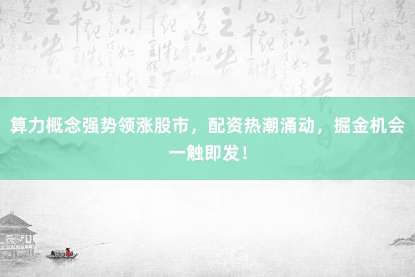 算力概念强势领涨股市，配资热潮涌动，掘金机会一触即发！