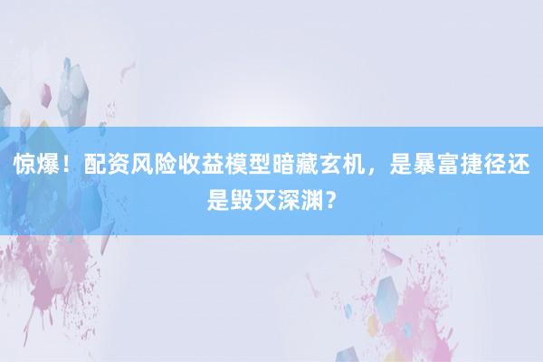 惊爆!配资风险收益模型暗藏玄机,是暴富捷径还是毁灭深渊?