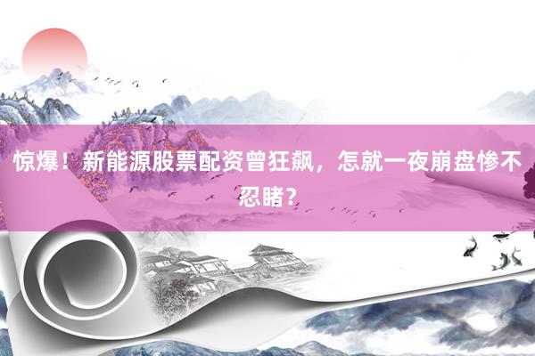 惊爆！新能源股票配资曾狂飙，怎就一夜崩盘惨不忍睹？