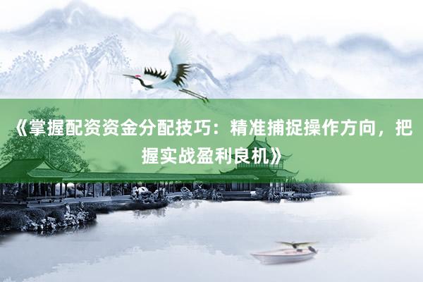 《掌握配资资金分配技巧：精准捕捉操作方向，把握实战盈利良机》