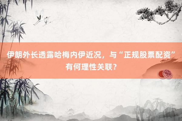 伊朗外长透露哈梅内伊近况，与“正规股票配资”有何理性关联？