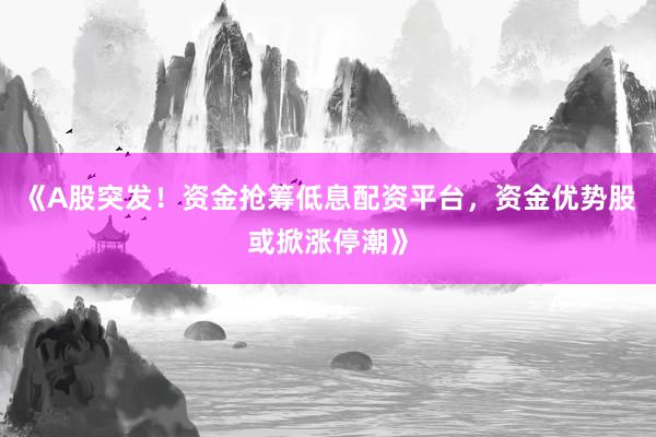 《A股突发！资金抢筹低息配资平台，资金优势股或掀涨停潮》